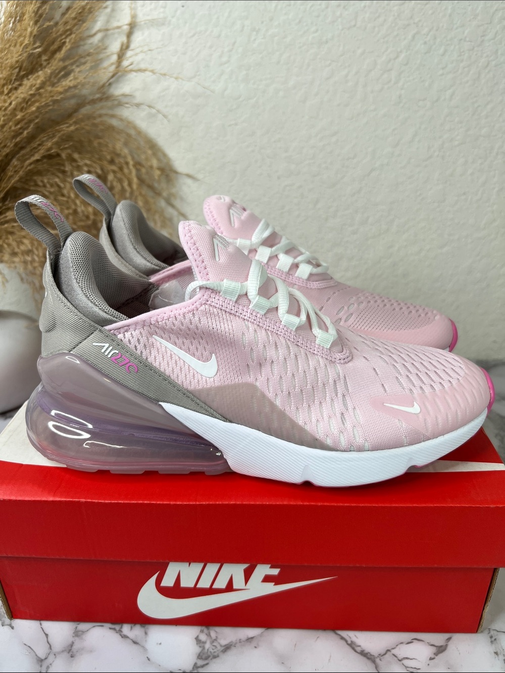 Nike Pink and Gray Air Max 270 Women's Sneakers - Picture 6 of 15